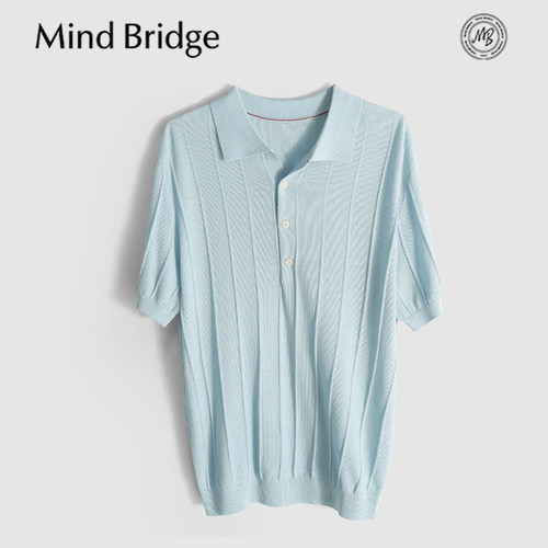 MindBridge莱赛尔+亚麻/3色商务休闲翻领针织短袖T恤POLO衫夏MB5S