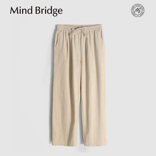 MindBridge苎麻+棉/纯天然高端宽松休闲直筒抽绳长裤透气抗皱MB47