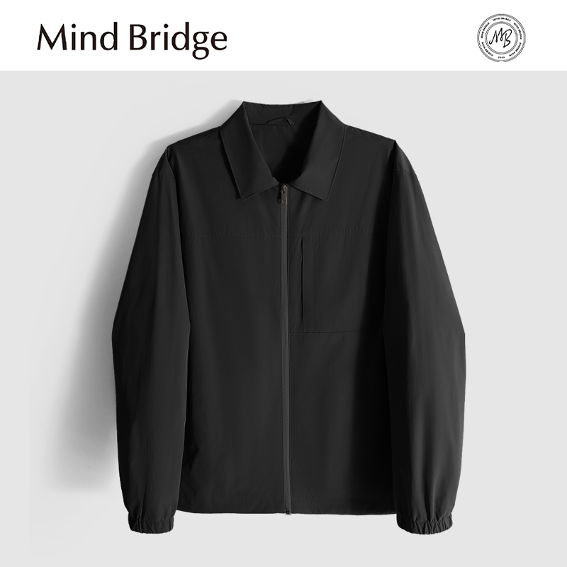 MindBridge【耀黑男神】春夏季薄款翻领商务休闲夹克透气耐磨MA1M
