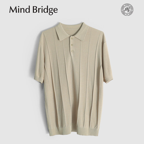 MindBridge莱赛尔+亚麻/3色商务休闲翻领针织短袖T恤POLO衫男MB68