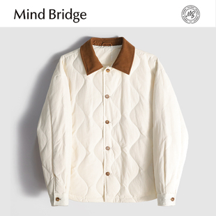 MindBridge90鸭绒 防风保暖撞色翻领休闲羽绒夹克冬MACJ 高密梭织