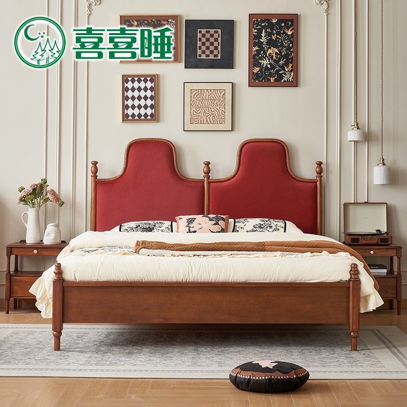 喜喜睡 法式红橡木复古老巴黎床婚床全实木双人主卧大床高箱床