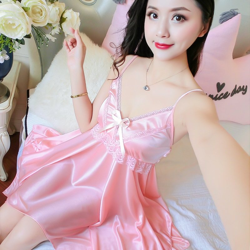 吊带睡裙女夏蕾丝绸冰丝女夏薄款