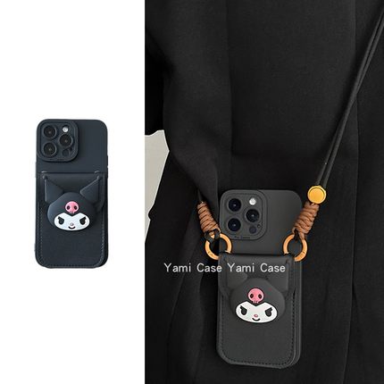 卡通甜酷库洛米零钱卡包适用17promax苹果14promax手机壳iphone13pro插卡12软胶15pro防摔16斜挎挂绳14保护套