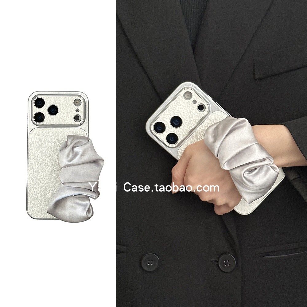 大视窗in简约白色荔枝皮纹丝巾手腕带适用苹果17promax手机壳iphone15promax全包16小众气质14保护13套17,3C数码配件,手机保护套/壳,淘宝优惠券,粉丝福利购,淘宝优惠卷