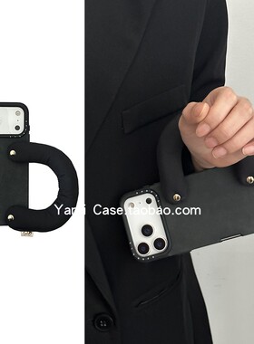 简约翻皮ins黑色便携充棉C手腕16promax适用苹果17promax手机壳iphone13软胶15pro大孔17个性14保护套