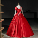 樱花草2025秋新款 高级质感演出礼服舞台活动主持人声乐艺考礼服女