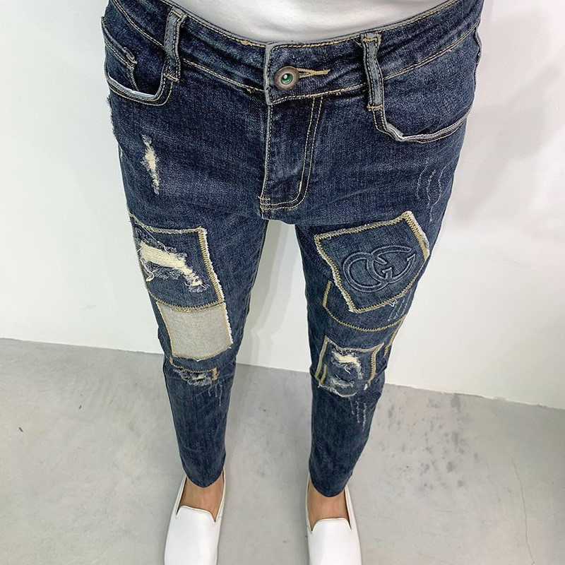 百搭牛仔裤潮男抖音九分修身小脚精神小伙紧身裤子社会人潮流韩版