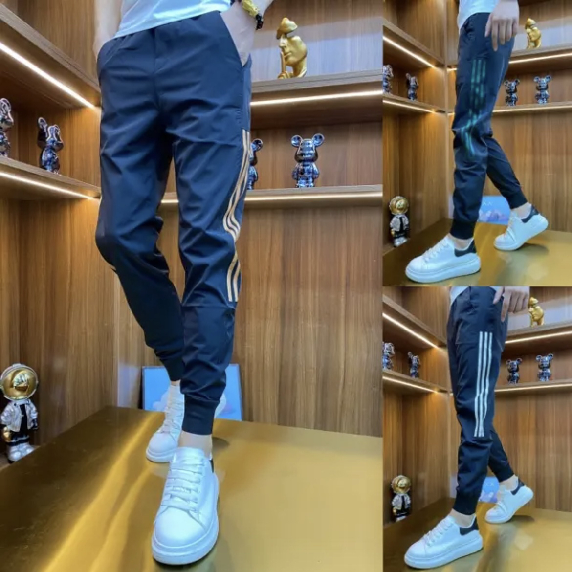 夏季薄款九分休闲裤男士百搭修身小脚运动裤潮流速干裤束脚裤男潮