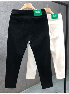 网红纯修身小脚牛仔裤白色休闲裤