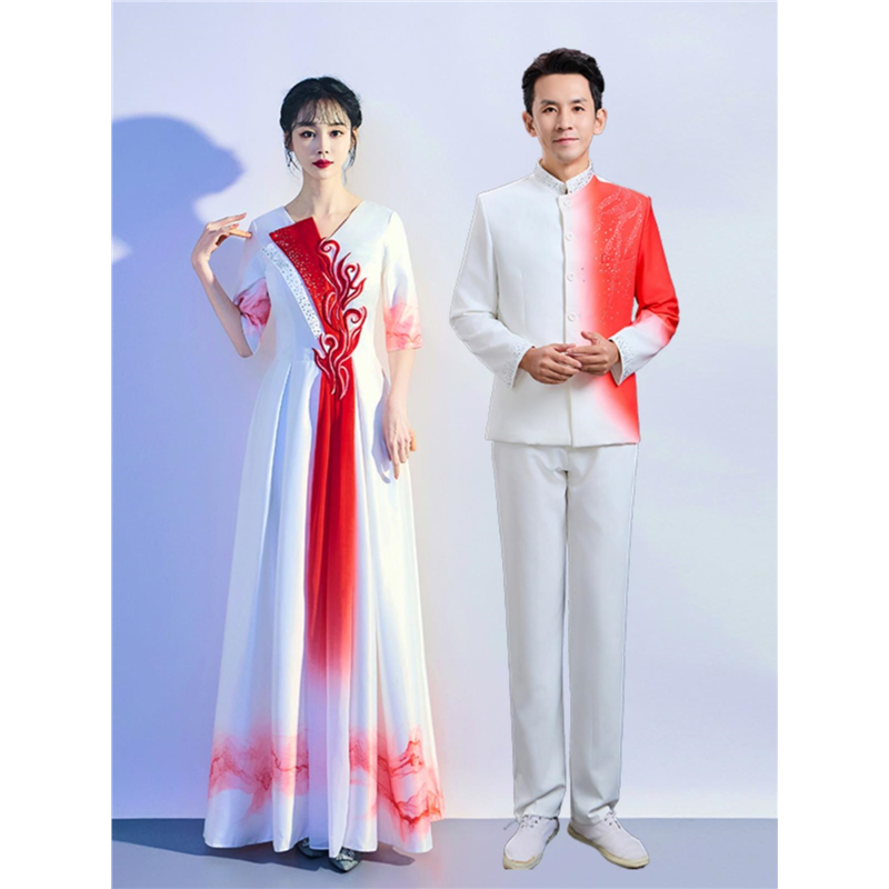 新款大合唱演出服学生红歌