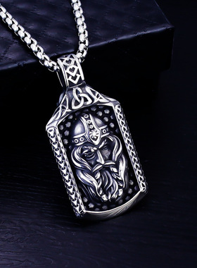 新款钛钢爱尔兰吊坠维京勇士头盔项链男不锈钢长款饰品挂件