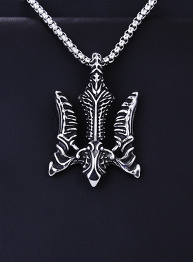 维京船锚三叉戟钛钢吊坠北欧海盗吊坠男士潮流百搭不锈钢吊坠项链