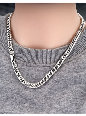 XL03欧美嘻哈饰品不锈钢四面磨加密古巴链项链男女款小众钛钢项链