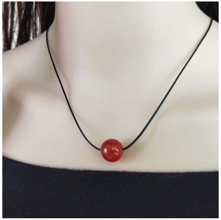 T674民族风项链女短款锁骨链复古红玛瑙吊坠简约个性脖子饰品