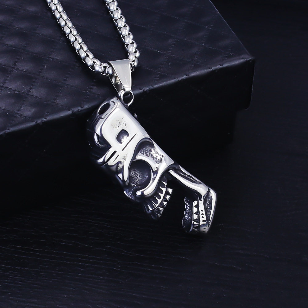 欧美个性骷髅打火机钛钢不锈钢男项链夜店吊坠