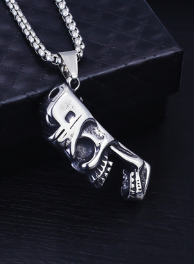 欧美个性骷髅打火机钛钢不锈钢男项链夜店吊坠