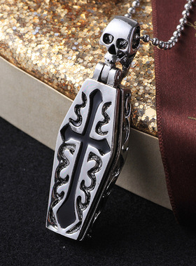 欧美夸张钛钢十字架复古男士吊坠