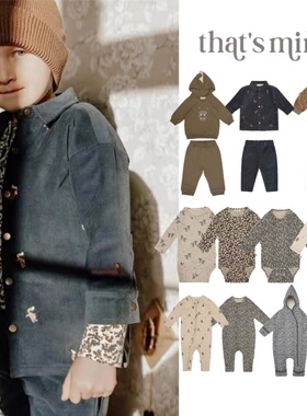 6折23AW丹麦Thatsmine男女童宝宝新款有机棉长袖包屁衣外套棉服