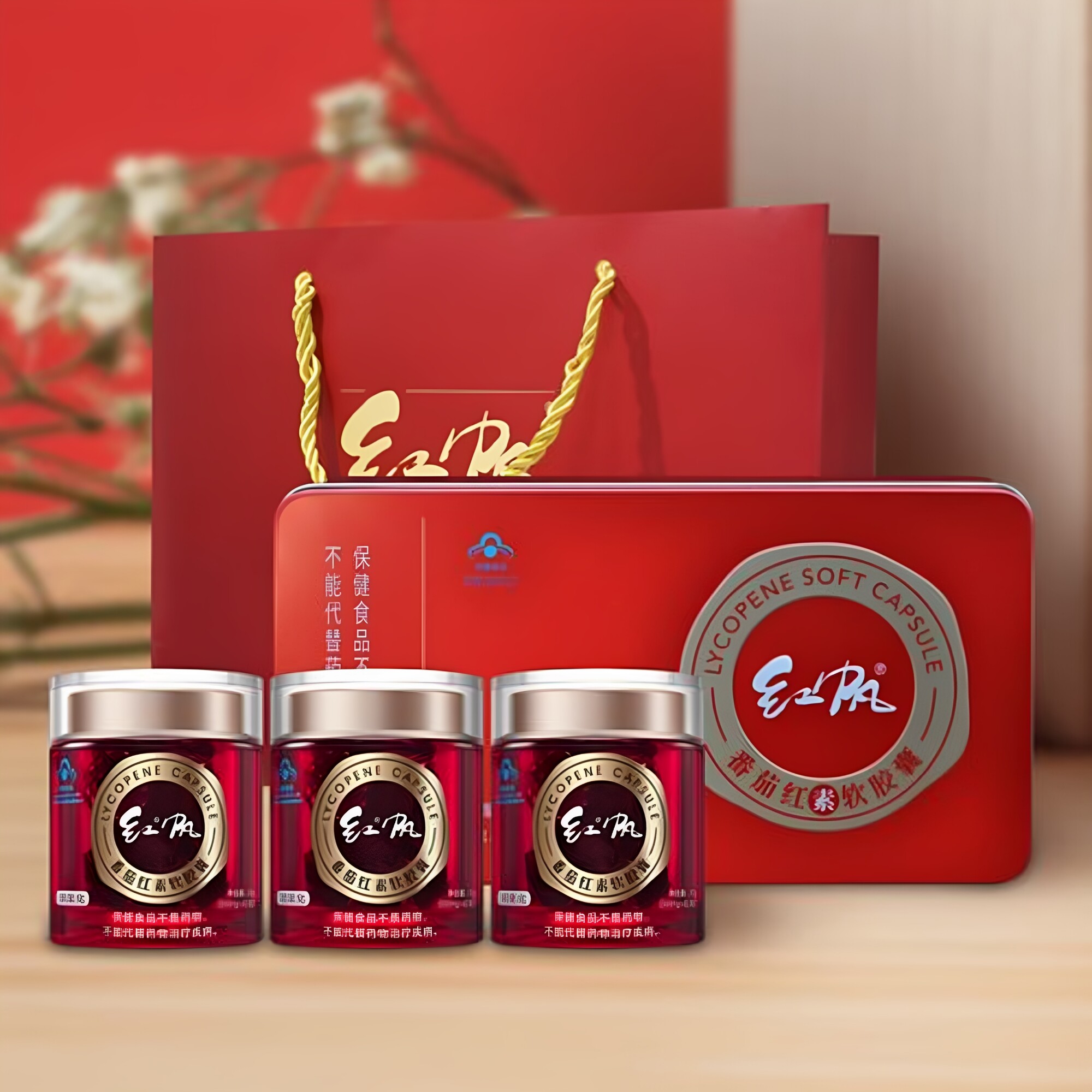 新疆特产红帆R番茄红素软胶囊 500mg/粒*60粒*2瓶新装