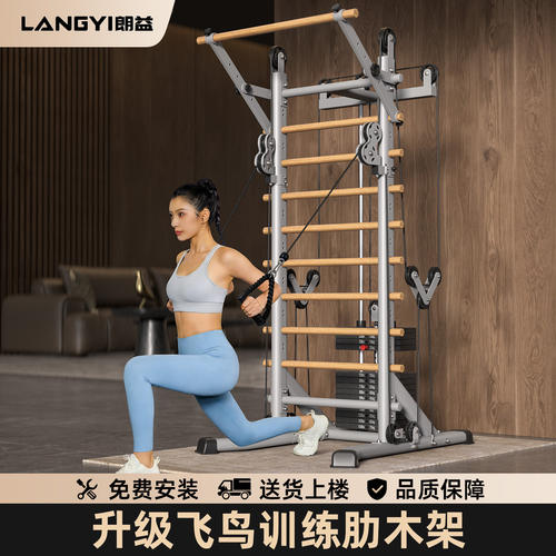 朗益_小飞鸟肋木架二合一高位下拉一体综合训练器引体拉伸架