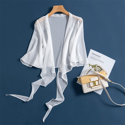 百搭纯色真丝小披肩女短款防晒衣