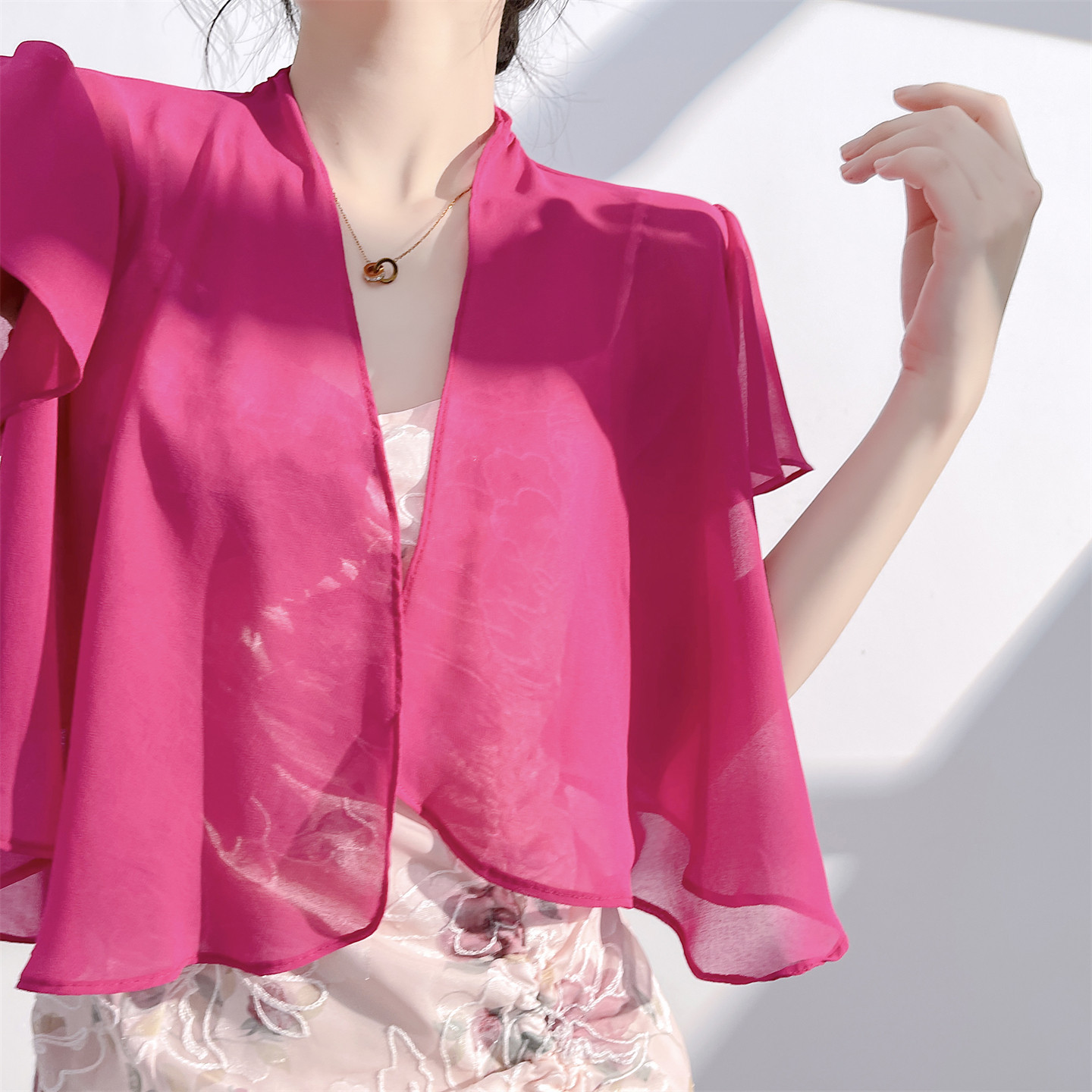 真丝小披肩女夏开衫桑蚕丝防晒衣吊带长裙外搭短外套薄款坎肩罩衫