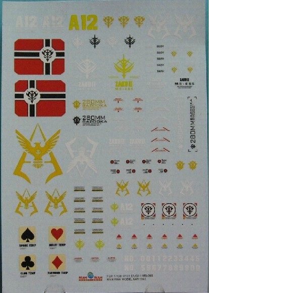 玩物尚志 文华水贴纸 1/100 1/144 MS-06S 夏亚红扎古 MW-1042