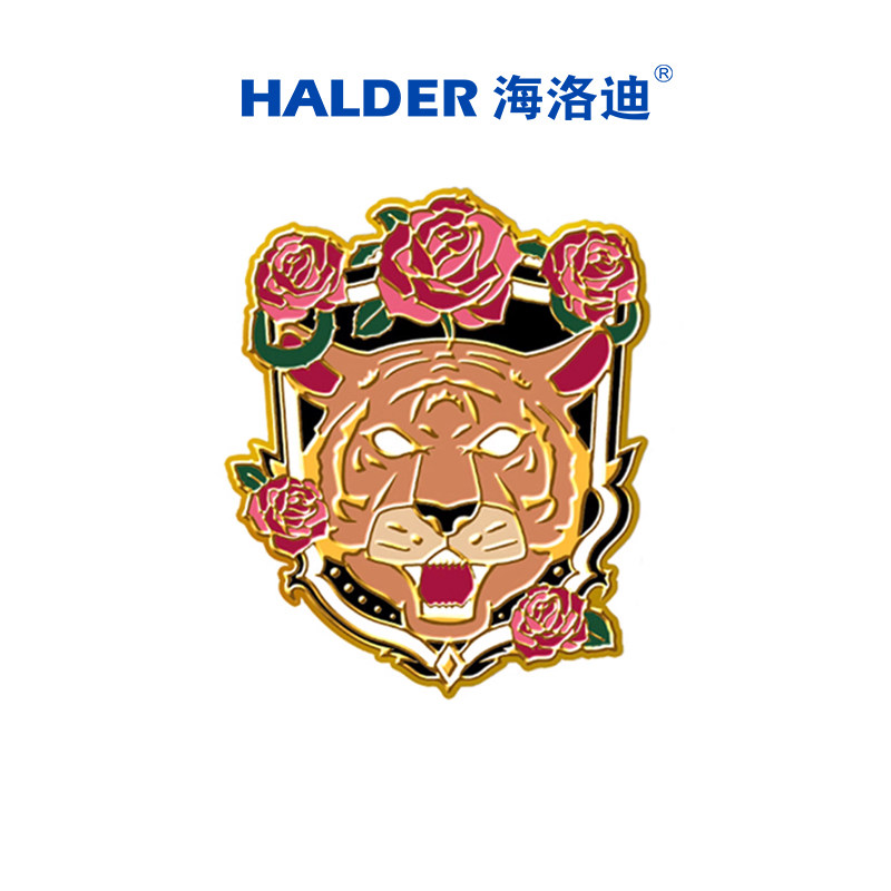 海洛迪 猛虎蔷薇徽章点缀装饰品高端个性胸针生日礼物女花草树枝