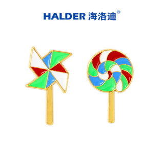 HALDER海洛迪可爱胸针棒棒糖小风车金属徽章书包饰品童趣奖励礼物