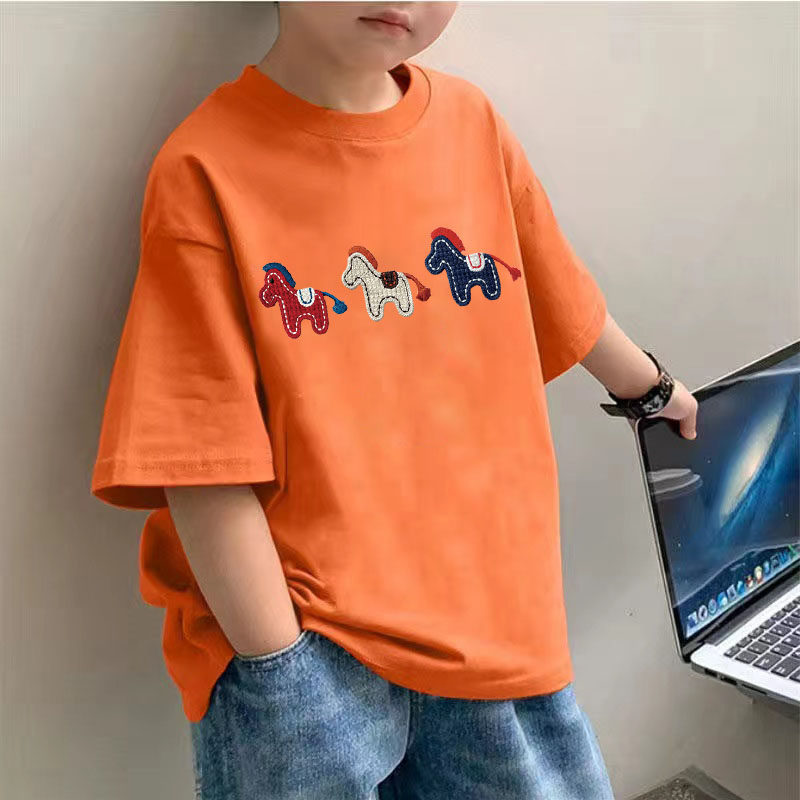 男童纯棉短袖T恤夏季新款儿童透气宽松t恤中大童卡通印花半袖上衣