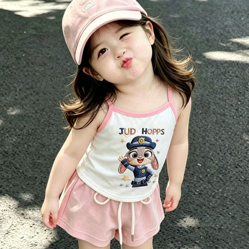 可爱女童吊带背心夏季款儿童无袖纯棉T恤小童女孩宝宝薄款打底衫