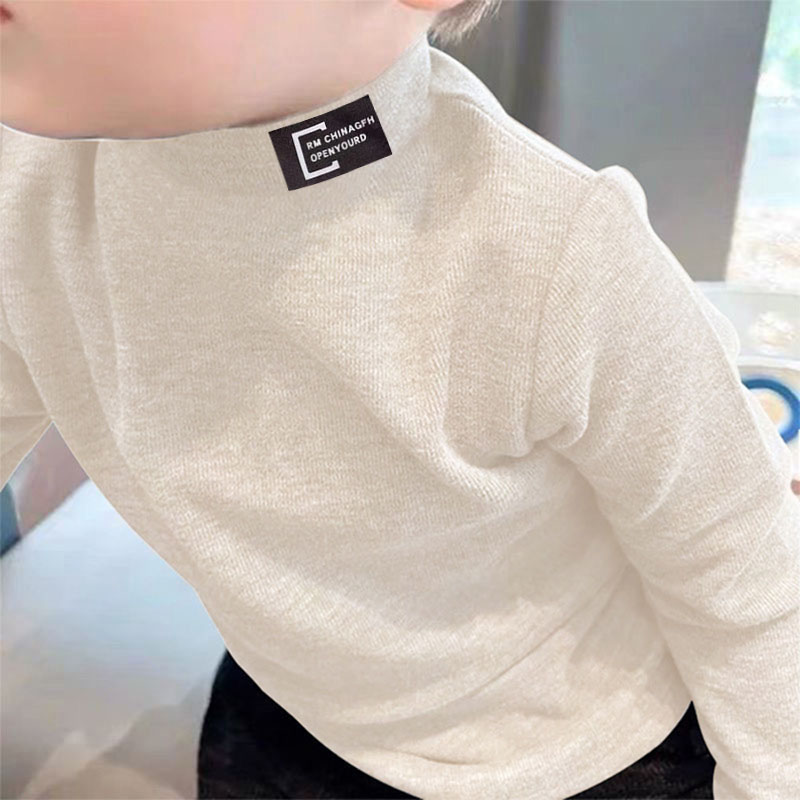 新款男童长袖打底儿童半高领螺纹德绒保暖上衣秋冬季宝宝童装T恤