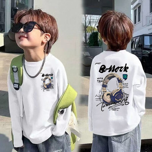 百搭打底衫 T恤男童帅气宽松上衣中大童春秋款 纯棉长袖 儿童春秋装