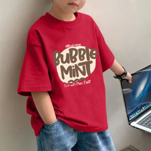 男童纯棉短袖T恤夏季新款儿童透气宽松t恤中大童卡通印花半袖上衣