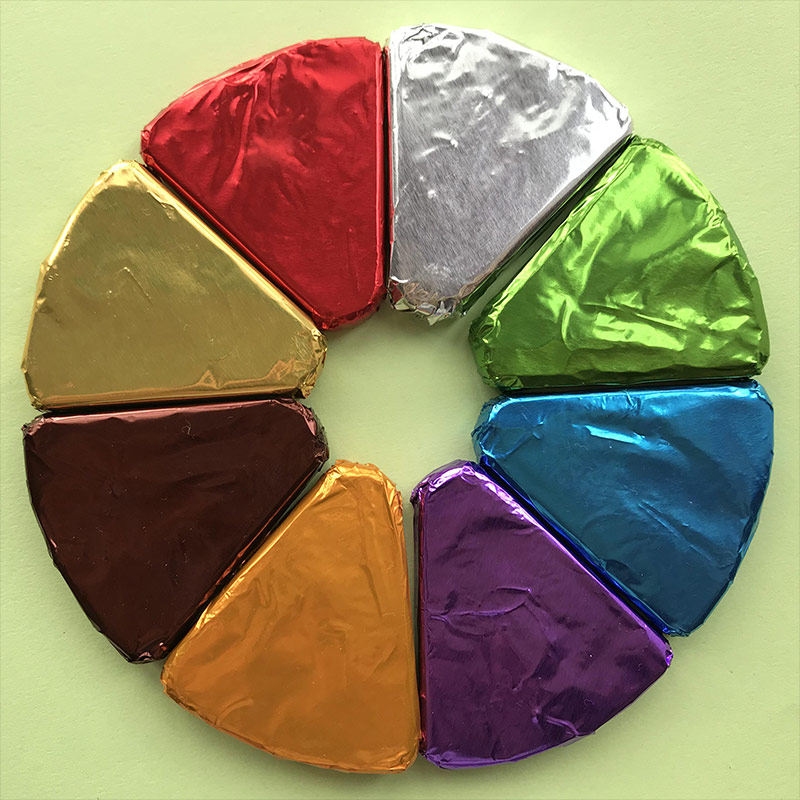 13*13cm金彩色锡纸 光面小柑桔普洱茶叶饼盐浴球艾草条棒包装铝箔