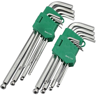 百威狮9件套英制内六角扳手加长球头六方扳手套装6棱角螺丝刀工具