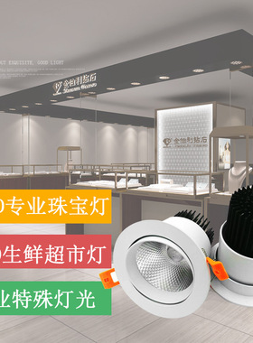 超市生鲜灯猪肉灯COB蔬菜水果筒灯20w30wLED珠宝柜台灯展柜射灯