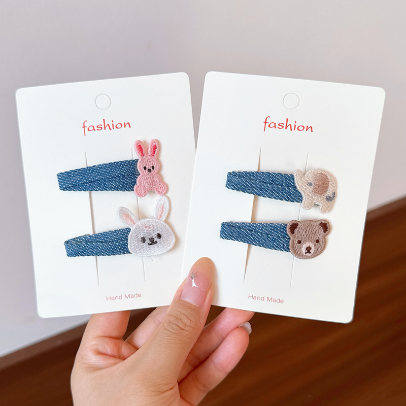 牛仔动物小熊BB夹可爱兔子发夹