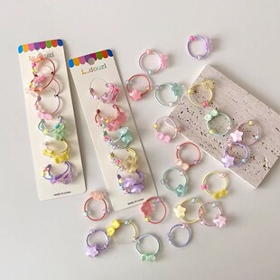 清爽果冻感迷你小号星星蝴蝶结发圈宝宝头绳皮筋发饰儿童