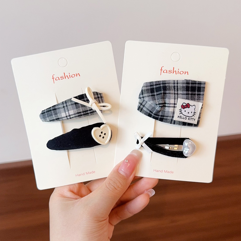 韩系格纹蝴蝶结发夹女童可爱