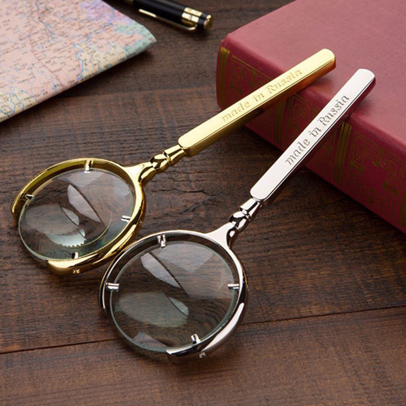 正品俄罗斯全金属放大镜20倍高清高倍手持式老人阅读不锈钢扩大镜