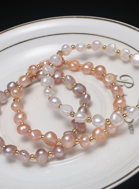 天然淡水珍珠手链女摆摊真珍珠