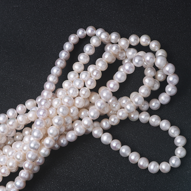 正品9-10mm近圆天然淡水珍珠半成品串珠diy项链手链饰品裸珠配件