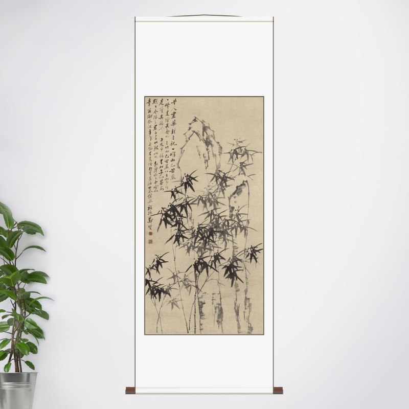 清 郑板桥《竹石图》挂画画心水墨竹子国画复制中式客厅装饰画