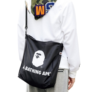 BAPE日本杂志附录黑色出街大容量百搭时尚学生通勤斜挎包