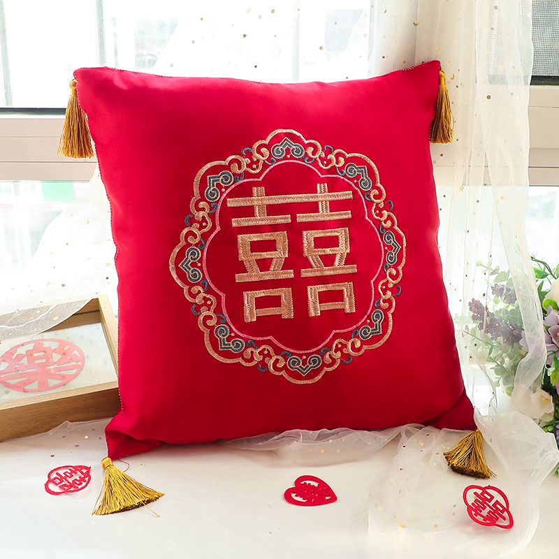 速发结婚抱枕红庆喜婚新人喜字抱枕坐垫沙发靠垫色房装饰婚庆