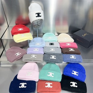 新款凯旋门针织帽兔毛高品质保暖厚实毛线帽冬季女护耳冷帽子