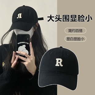 日系简约字母鸭舌帽子女夏韩版 百搭潮人街头显脸小棒球帽男秋冬季