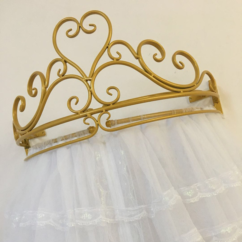 床幔床头纱帘儿童公主房韩式蚊帐吊顶床头帘装饰帘欧式皇冠床幔架